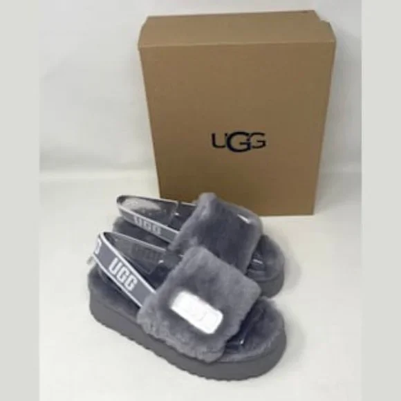 UGG Women's DISCO Slides Gray White Women's Size 1112258 SAMT - Picture 6 of 11